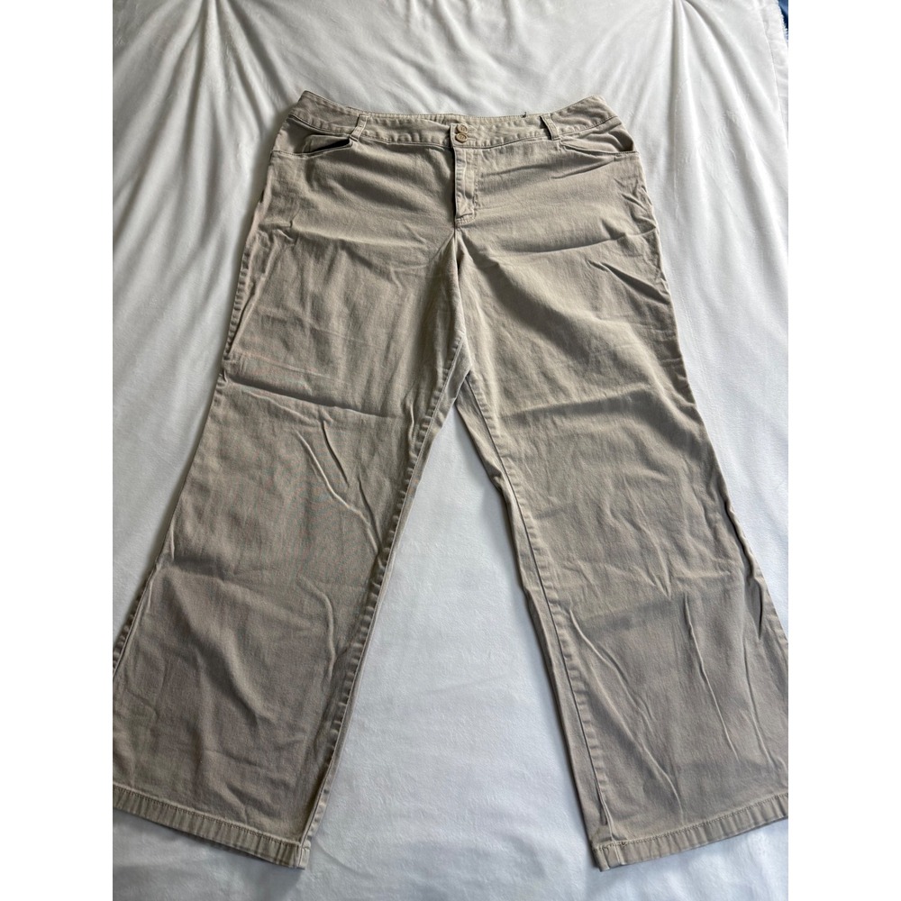 Lane Bryant Womens 18 Average Tan Khaki Wide Leg Stretch Cotton Pants